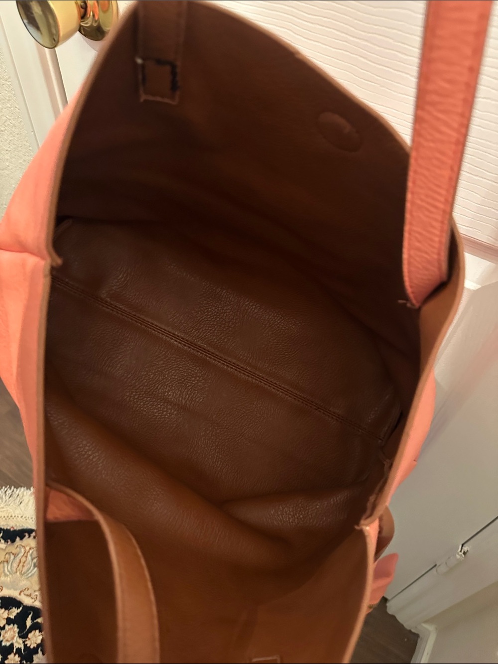 Bass Coral Orange Leather Tote with Matching Wristlet - Picture 11 of 11